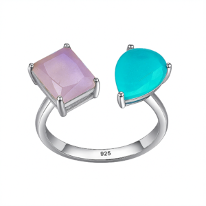 Emerald and Pear cut Colour stone Ring