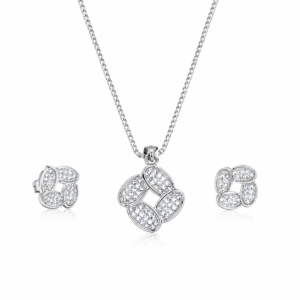 Flower Diamond Pendant Set