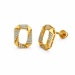 Emerald shape diamond Stud
