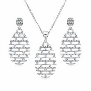 Drop Shape Diamond Pendant Set