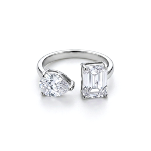 Emerald and Pear Cut Diamond Ring