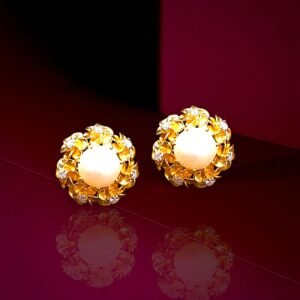 Flower and Pearl diamond earring