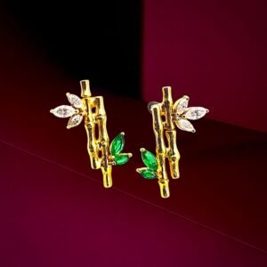 Bamboo Style Diamond Earring