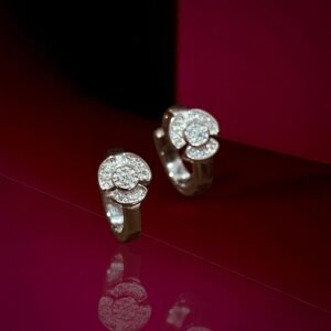 Flower Diamond Hoop Earrings