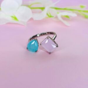 Emerald and Pear cut Colour stone Ring