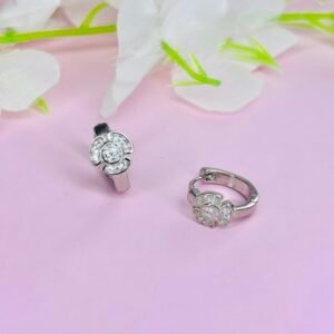 Flower Diamond Hoop Earrings