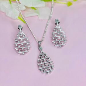 Drop Shape Diamond Pendant Set